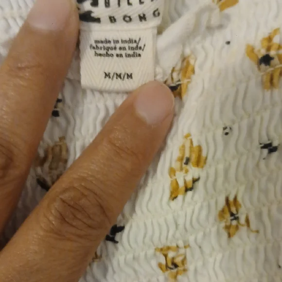 Billabong White Smocked Ruffled Tank Top - Picture 2 of 6